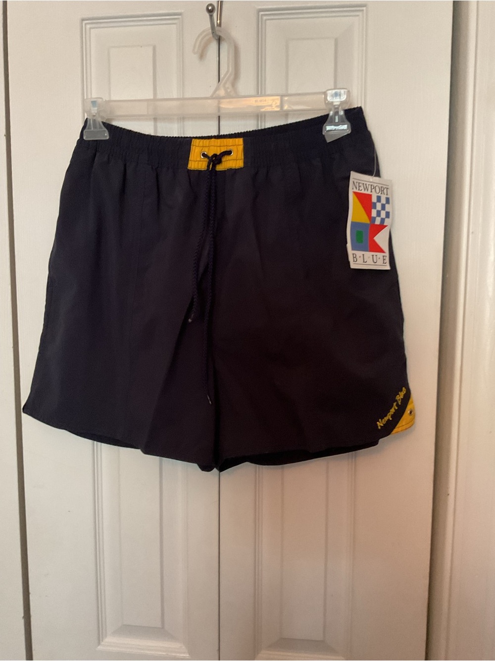 Newport Blue Men’s Navy Blue Swim Shorts with Yellow Trim